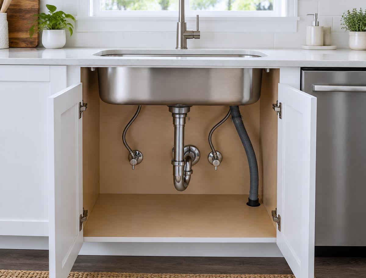 Illustrative kitchen sink and faucet used as general fixture imagery; not a customer project