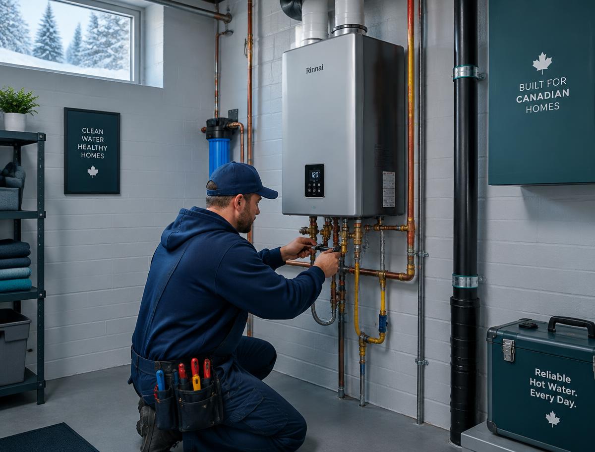 Ottawa plumber installing a tankless water heater